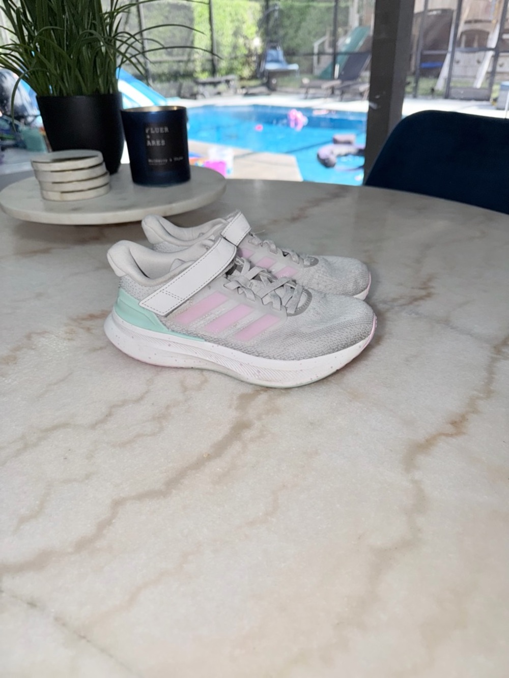 adidas White Sneakers with Pink & Mint Accents